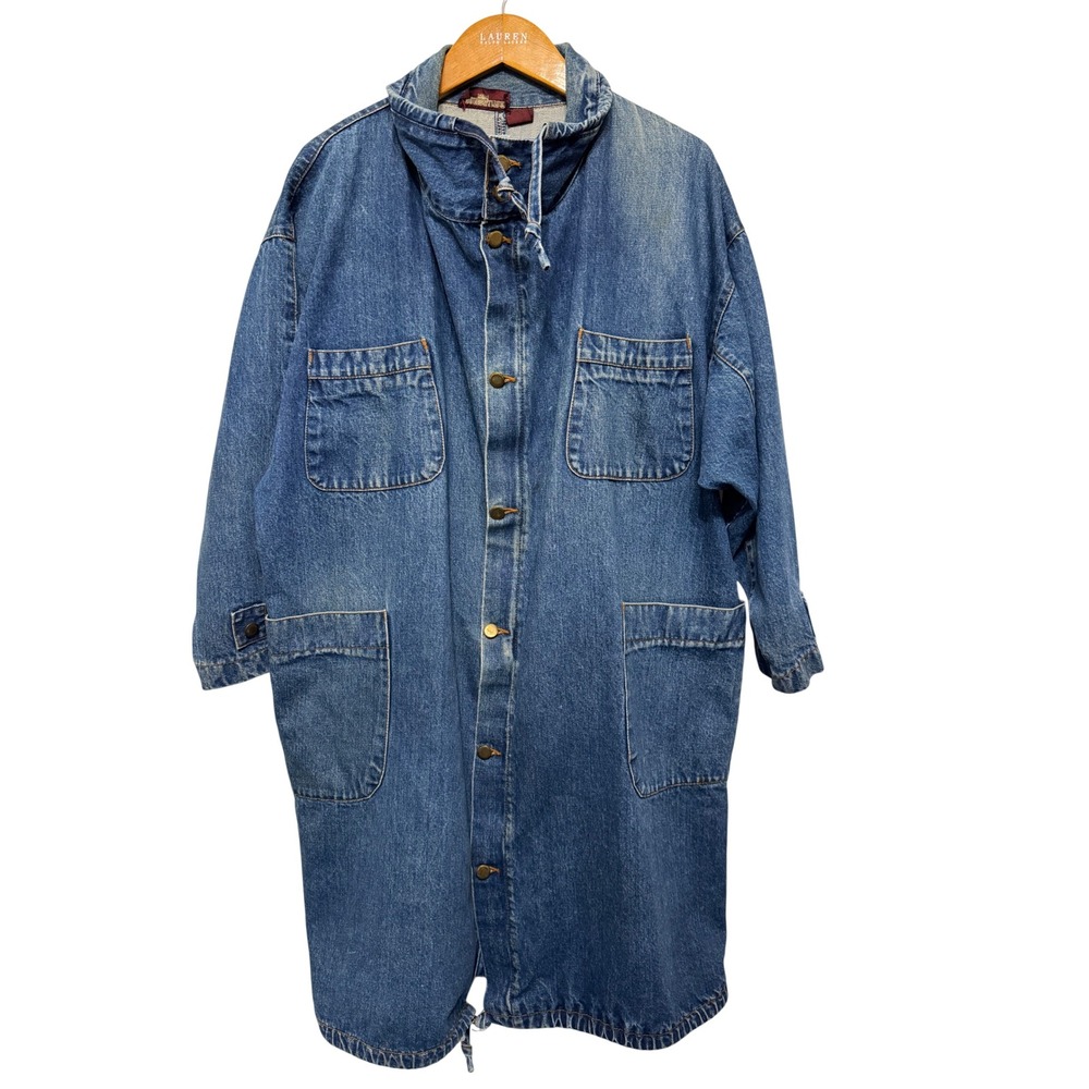 Vintage Louisburg Square Denim‎ Duster Chore Coat Mens Large